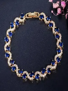 Banquet & Holiday Shiny Blue Zircon Twisted Bracelet - Gold-Plated Exquisite Women's Commemorative Gift