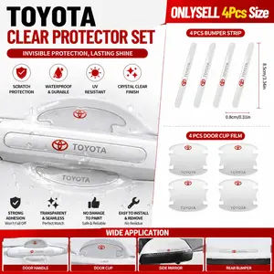 4Pcs Car Door Handle Wrist Anti-Scratch Protective Sticker Universal Transparent Silicone Car Sticker Car Rearview Mirror Anti-Collision Protection Strip Suitable for Toyota Corolla C-hr Rav4 86 Avensis T25 Auris Land Cruiser Yaris Hilux Prius Camry