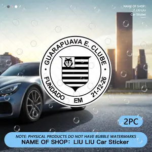2PCS/SET Club Culture Vintage-Style Circular Shield Guarapuava E. Clube Logo + Establishment Date Decor Sticker For car bodies, club-themed backpacks, fan-exclusive cultural items, with the core element of circular design wrapping the shield emblem