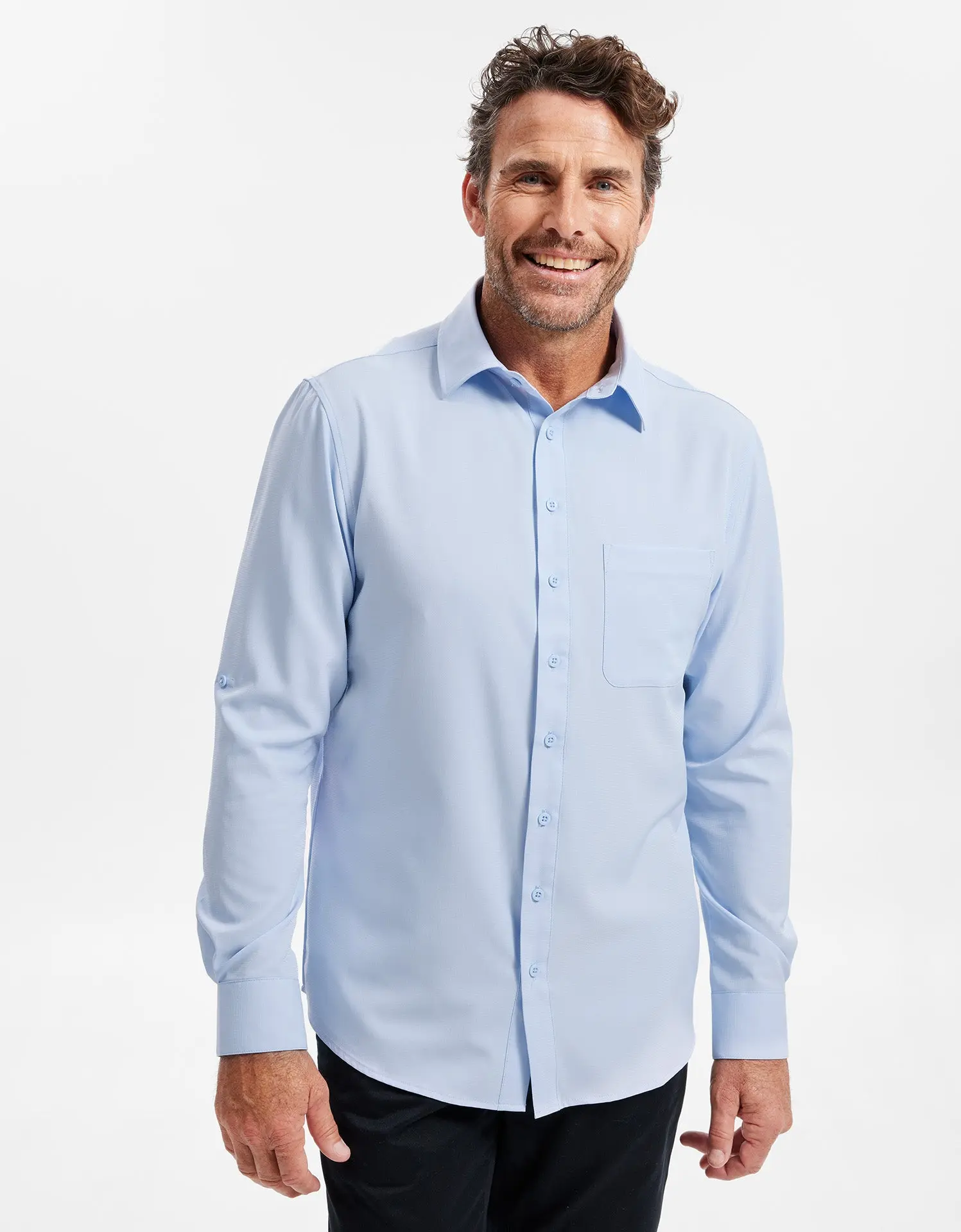 Men's Everyday Performance Sun Shirt, UPF 50+, Menswear with Stretch Fabric, Outdoor-Ready Design, Adjustable Sleeves, Top, Fishing Hiking Shirt, Cooling Sun Protection Men's Casual Shirts