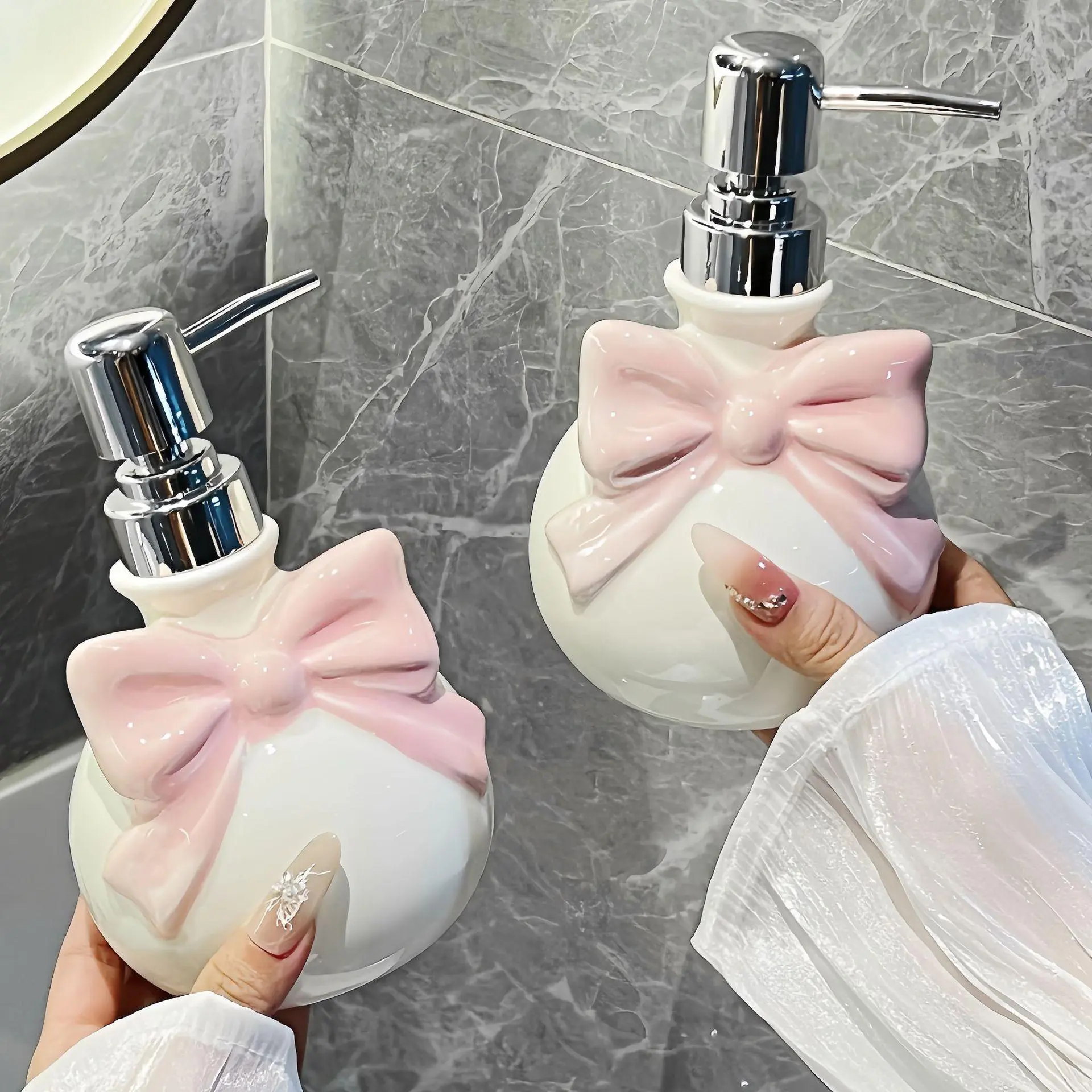 Cute Bow Design Soap Dispenser, 1 Count Bathroom Soap Dispenser, Soap Dispenser for Home Bathroom & Office Use, Bathroom Decor Supplies, Bathroom Decoration Accessories