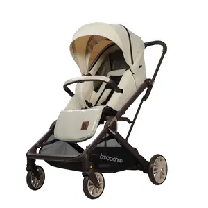 Baobaohao CK2–Cream Baby Stroller, 360° Rotating 2-Way Seat, One-Hand Quick Fold, High View Infant Carriage for Newborn, Lightweight Travel Pram