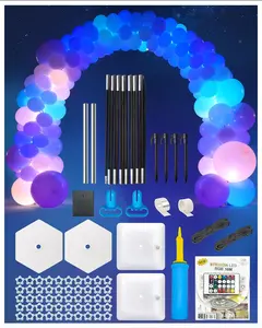 Balloon Arch Kit with LED Lights, 9ft & 7.4ft Balloon Arch Stand Kit with Base, Balloon Stand Backdrop Decoration for Birthday Wedding Baby Shower Graduation