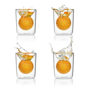 CRAFTGEN Golf Ball Glasses Set of 4 | Golf Gift for Men
