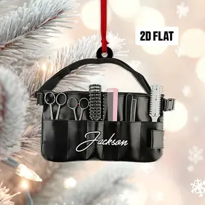 Personalized Hair Salon 2D Flat Ornament, Hair Stylist Christmas Ornament, Blowdryer Christmas Ornaments