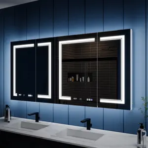 Illusion-B 66" x 32" LED Lighted Inset Mirrored Medicine Cabinet with Magnifiers Front and Back Light