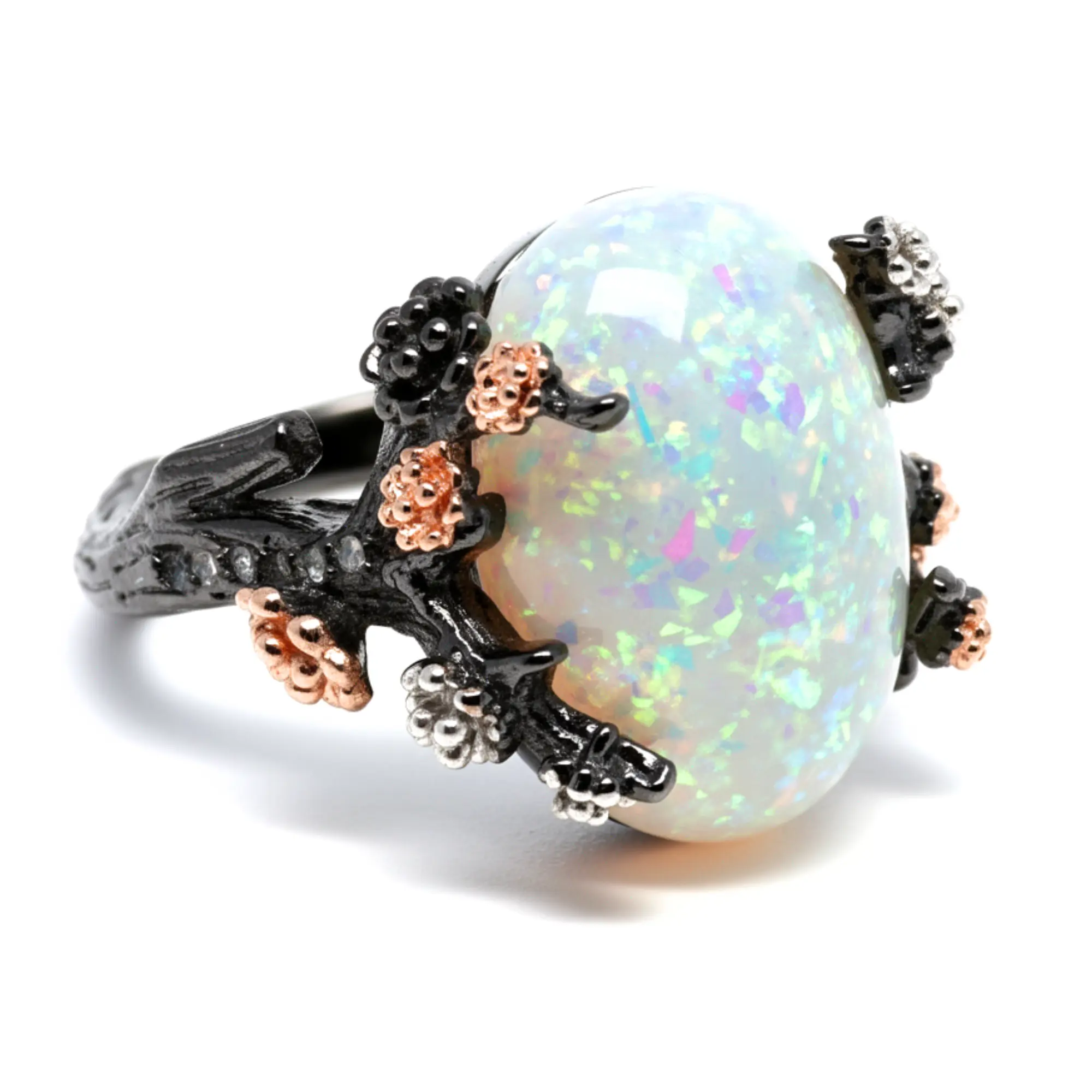 Henrietta Gothic Opal Ring for Women, Fantasy Promise Ring by Ginger Lyne Copper Statement Ring Gothic Band Ring Elegant Fashion Rings Elegant Glittering Ring