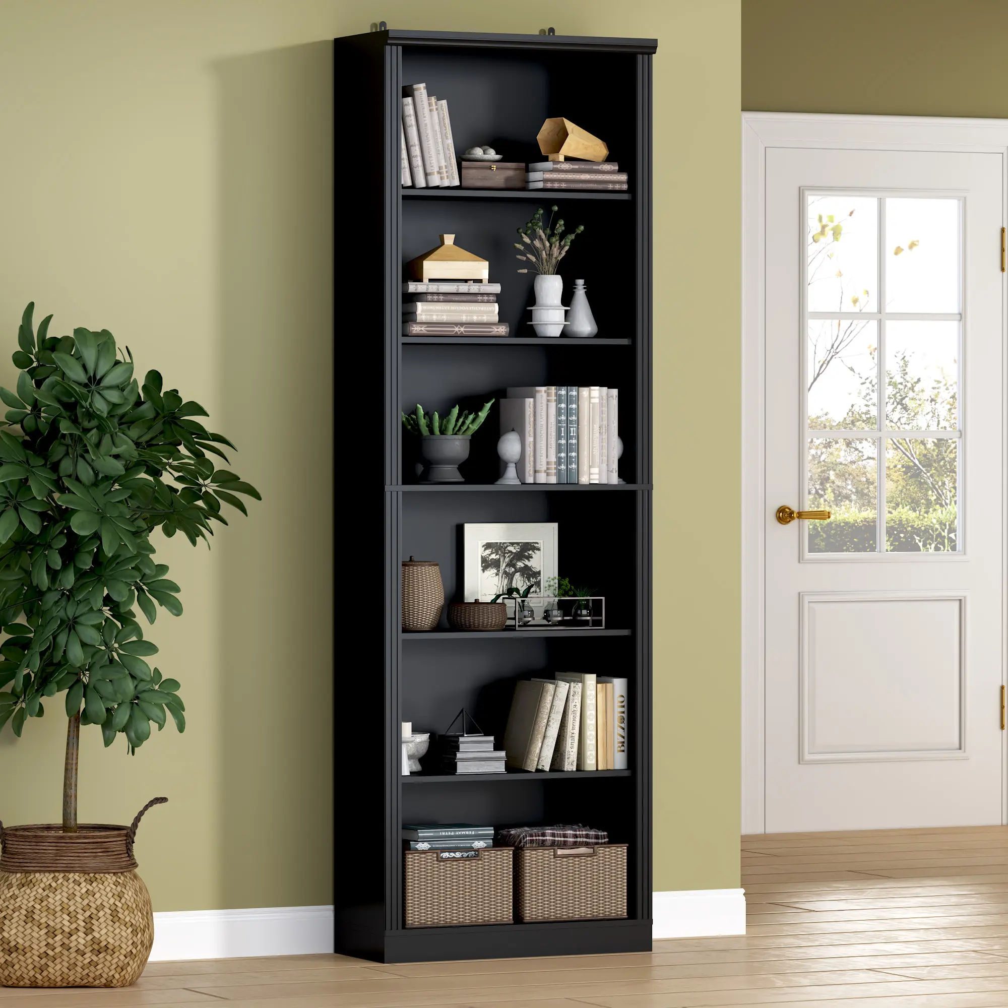 Estantería Moderna，Tall bookshelf,Book Case,6Tier Tall Narrow Bookcase,Cube Storage Organizer ,Suitable for bedrooms, study rooms, corridors fathers day gift ideas