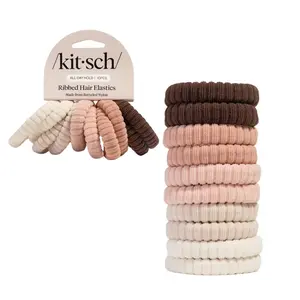Blush Ribbed Hair Elastics