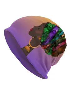 1pc Unisex African Tribal Print Knitting Beanie - Funky Style Knitted Polyester Hat with Elastane, Soft Fashion Bonnet for Men and Women