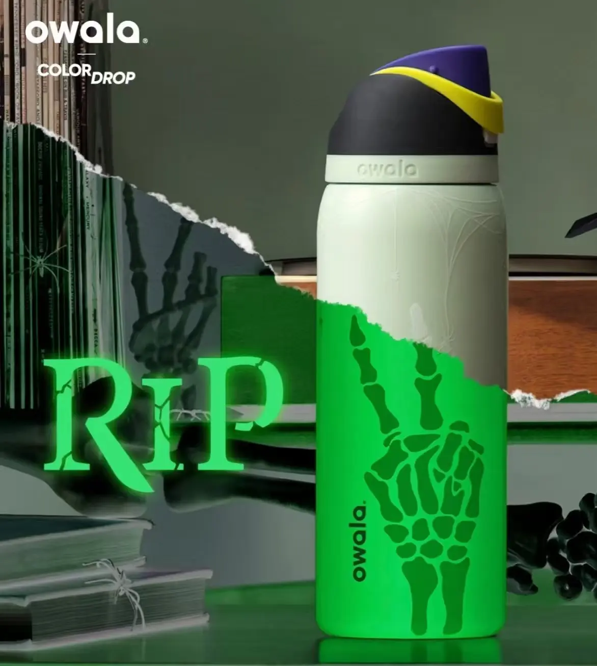 Owala 32oz FreeSip "RIP" Glow-In-The-Dark Halloween Water Bottle  gift
