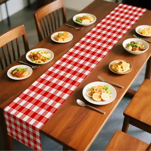 Classic Plaid Pattern Table Runner, 1 Count Durable Tablecloth, Household Table Decoration Supplies for Home Kitchen Dining Room
