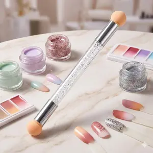 Professional Nail Sponge brush set - replaceable sponge Tips, multi-Functional Blending Tool, Hypoallergenic latex, Anti-shedding Metal Handle, Portable Dust Cover, Diy Gradient Nail Art Essential.