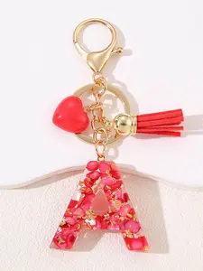 Fashionable Letter A Keychain Pendant, Cute Tassel Decor Keychain for Women & Girls, Trendy All-match & Exquisite Keychain for Birthday Gift