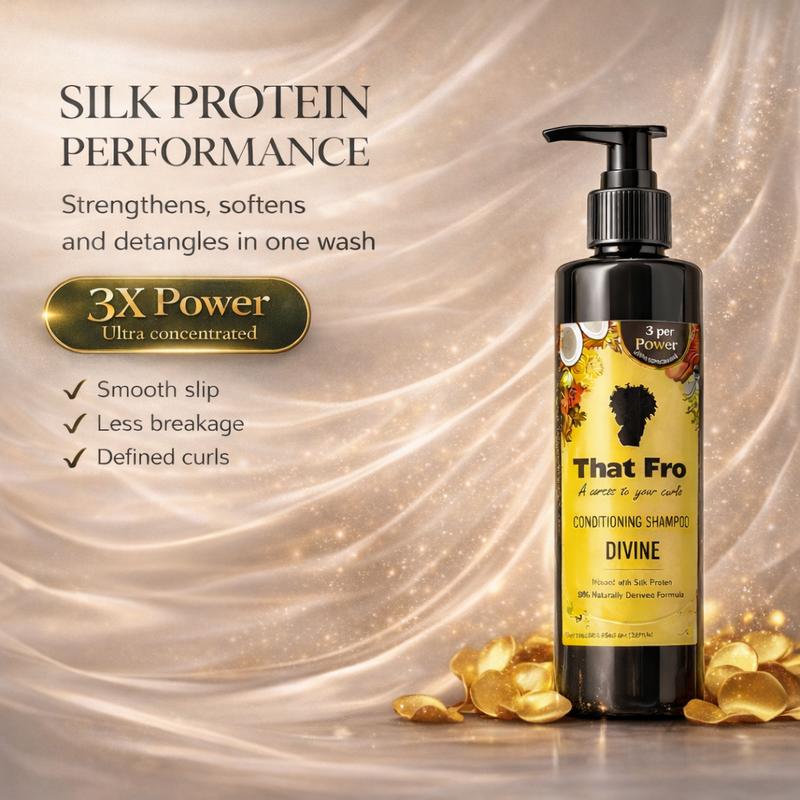 "Divine - A detangling shampoo powered by silk protein with a special rose fragrance"