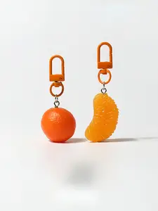 Ultra-realistic orange keychain fun pendant versatile minimalist bag charm mini cute accessory