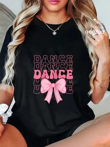100% Cotton Unisex Cute Dance Coquette Bow For Women Girls Ballet Dancing T-Shirt Casual Top