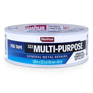 Multi-Purpose Foil Duct Tape 1.89 in x 50 yd - 322 HVAC Aluminum Foil Tape For Air Duct Sealing & Metal Repairs