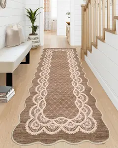 Garvee Home Decor Bedroom Camel Area Rug 2x6 Low Pile Printed Washable Hallway Runner Rug
