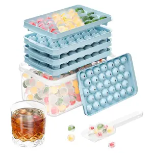 3 Pack Ice Cube Trays with Lid & Bin – 99PCS Round Ice Mold Set