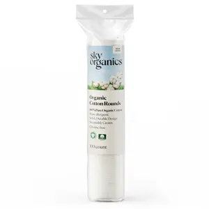 Sky Organics Organic Cotton Rounds for Sensitive Skin, 100% Pure GOTS Certified Organic for Beauty & Personal Care, 100 ct. Makeup Cleansing