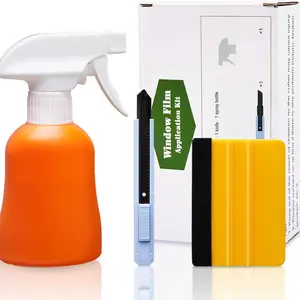Window Tint Kit, Window Privacy Film Application Tools Kit, 3 Pcs Easy to Apply Window Film & Car Glass Window Tinting Tool, Vinyl Wrap Set Includes Squeegee, Utility Knife, Spray Bottle