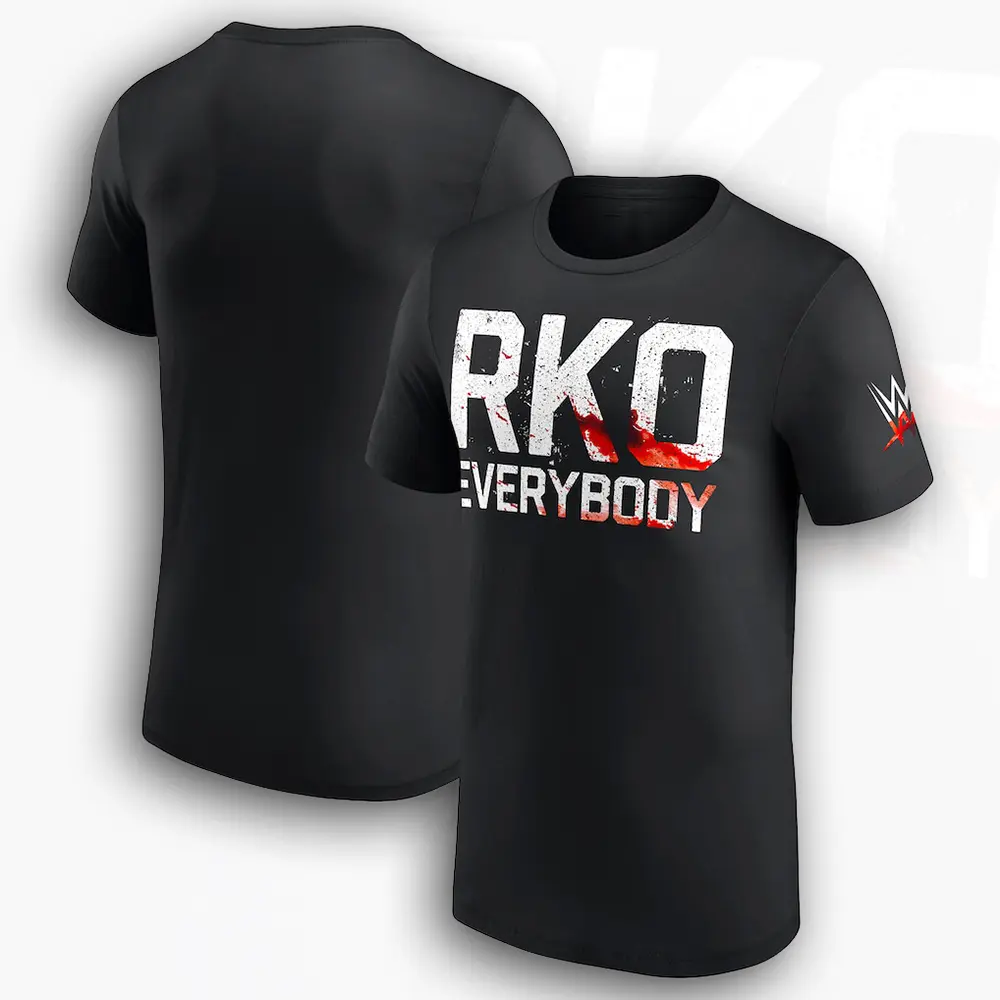 Men's Black Wrestling Graphic Short-Sleeve T-Shirt - Randy Orton Bloody RKO Everybody Tee, Viper Legend Retro Fan Top, Bold Champion Streetwear Menswear, Casual T-Shirts Gift for Wrestling Fans