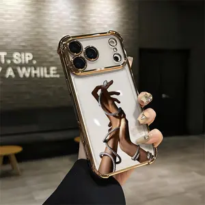 The SnakeHand Beauty Diamond Jewelry and Luxurious Style For IPhone 17 16 15 14 13 12 11 PRO PLUS MAX AIR Four-corner Drop-proof Transparent Casual Soft Silicone patternfull protection case floral pattern Mobile Phone Case Q180