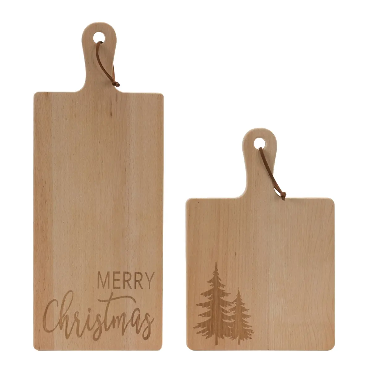 360 Stand Melrose 86329DS 2-Piece Kitchen Wooden Chopping Board Set - Holiday Theme, Rustic Look, Traditional, Stylish Brown Wood Boards (2 Sizes: 10x14.5 in & 8.75x21.75 in), 10-Inch Chopping Boards, Natural Chopping Boards
