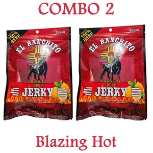 [ Combo 2 ] Blazing Hot  El Ranchito Crunchy Beef Jerky Net Wt 2.oz