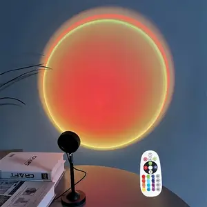 USB Powered Sunset Projector Night Light, RGB Color Changing Sunset Projector Lamp with Remote Control, Multifunctional Decorative Light for Bedroom Party Wedding