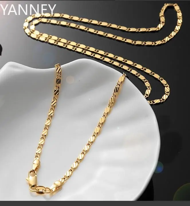 925 Sterling Silver 18K Gold flat Clavicle chains Necklaces for Men Women wedding Jewelry Christmas gifts 40-75cm