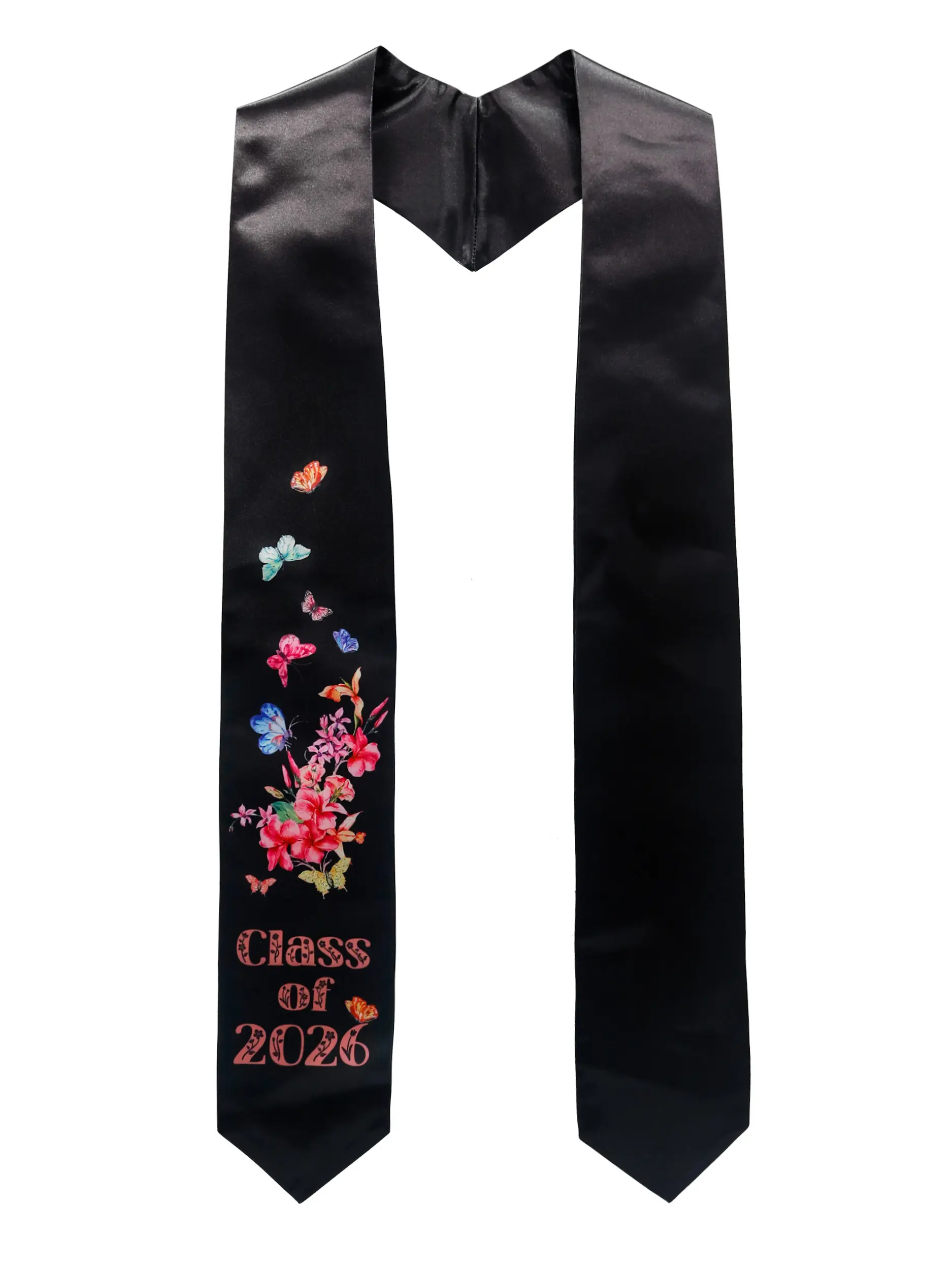 GraduationMall Graduation Stole Class of 2026 Adults Floral Grad Honor Sash with Butterfly for Academic 72" Long