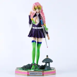 Demon Slayer Kanroji Mitsuri Figure with Exclusive Bonus Gift Perfect for Collectors Featuring Vibrant Hair and Unique Base Design Anime Figurine Set Display mannequin head