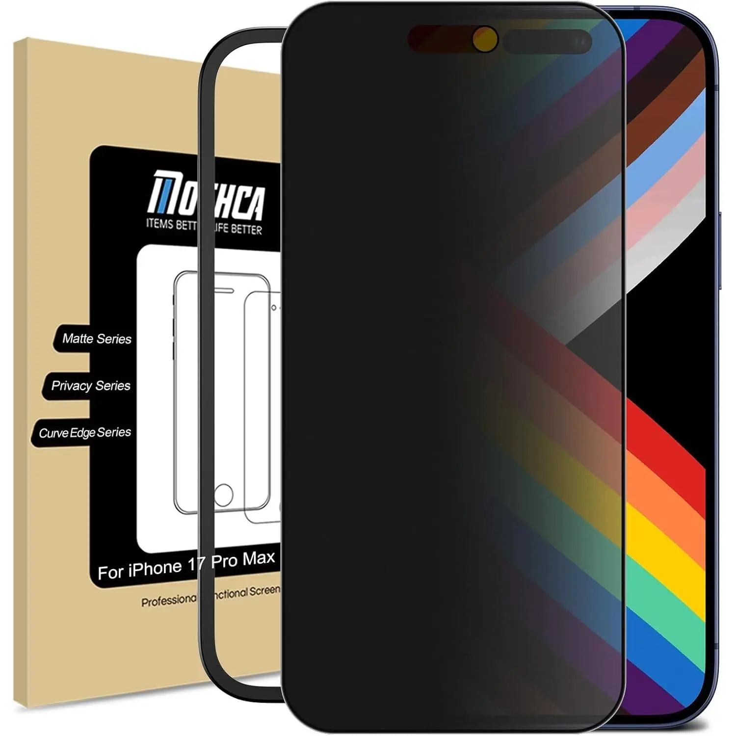 Matte  Screen Protector for  17 Pro Max[6.9 inch] with Easy Installation Tool, Anti Spy Anti Glare Full Coverage Tempered Glass, Anti-Fingerprint, Case Friendly, Smooth as Silk