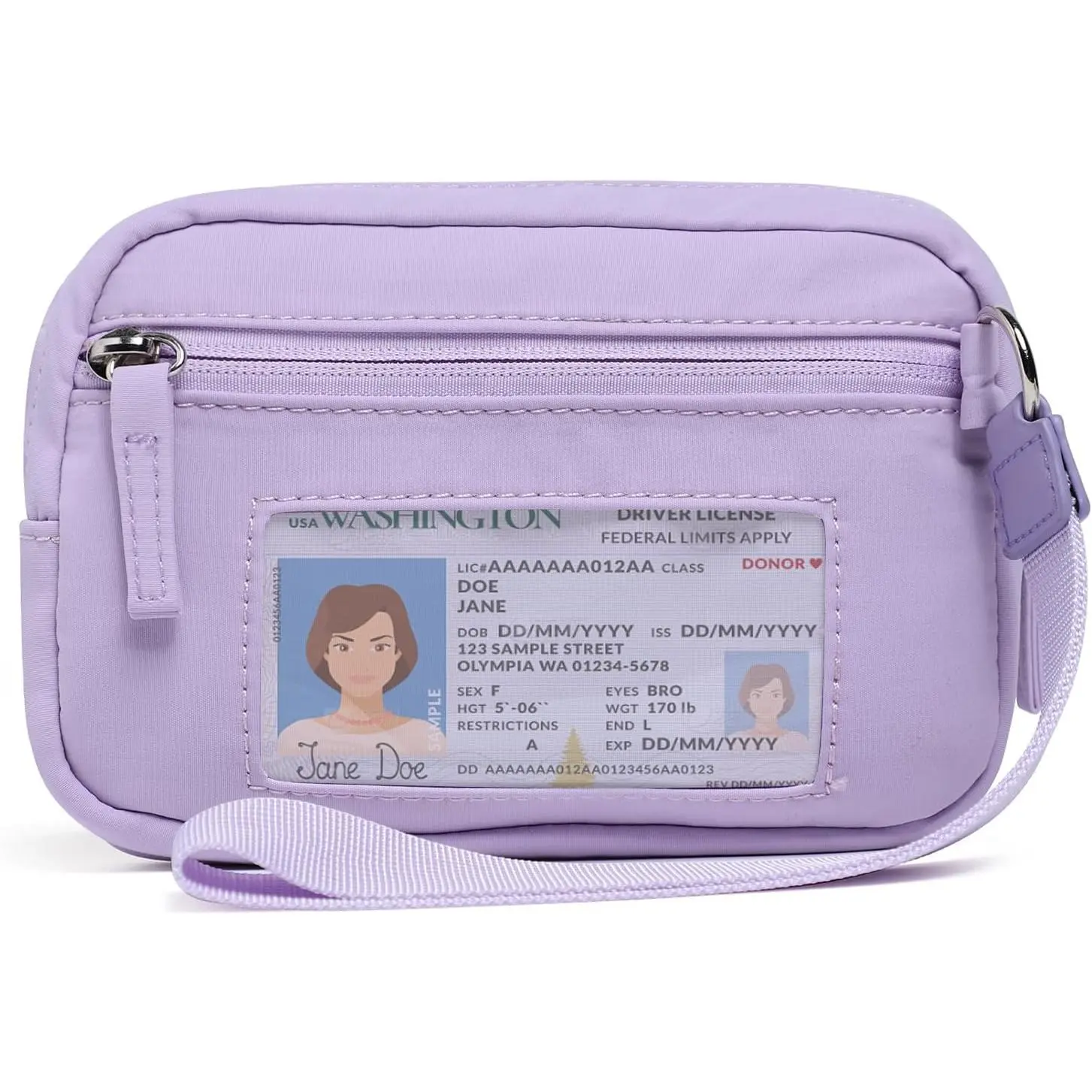 The Iris Wallet 2nd Gen Zip Card Case with ID Window Purses for Women Nylon Quilted 3 Zipper Keychain Wristlet