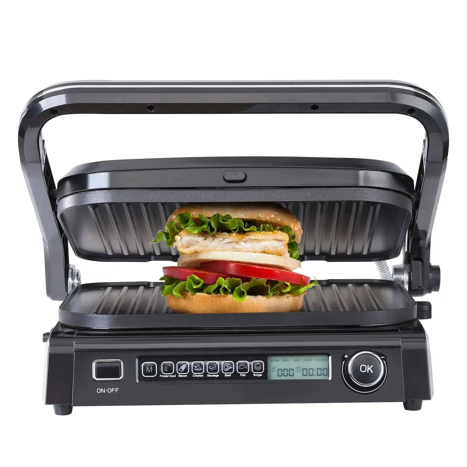 【Summerfinds】VEVOR 7-in-1 Commercial Electric Griddle - 14.4" Nonstick Grill Metal Cooking Griddle, 1800W Power 100W & Above 110V Plug Indoor Countertop Teppanyaki Grill, Stainless Steel, 0-446℉ Adjustable Temp Control, Restaurants