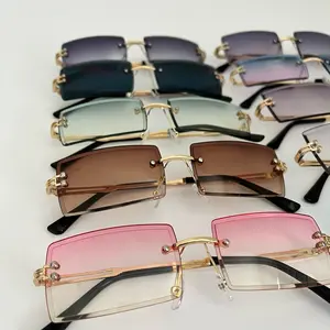 Unisex rimless rectangle sunglasses