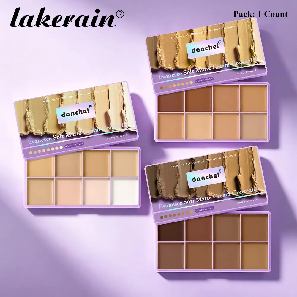 Danchel Eight Colors Waterproof Soft Matte Concealer Palette, Soft Matte Makeup, High Coverage, Concealing Dark Circles, Cover Dark Circles & Tattoos, Summer Vibe K-Beauty, Daily Use, Perfect Gift for Women