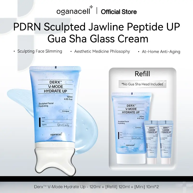 Oganacell PDRN Peptide Gua Sha Lifting Gel-Cream Moisturizer & Mist (120ml Bottle), Korean Skincare for Adults All Skin Types – Jawline Definition, Face Sculpting, De-Puffing, Firming, Elasticity Care, Glass Skin Glow At-Home Facial Care
