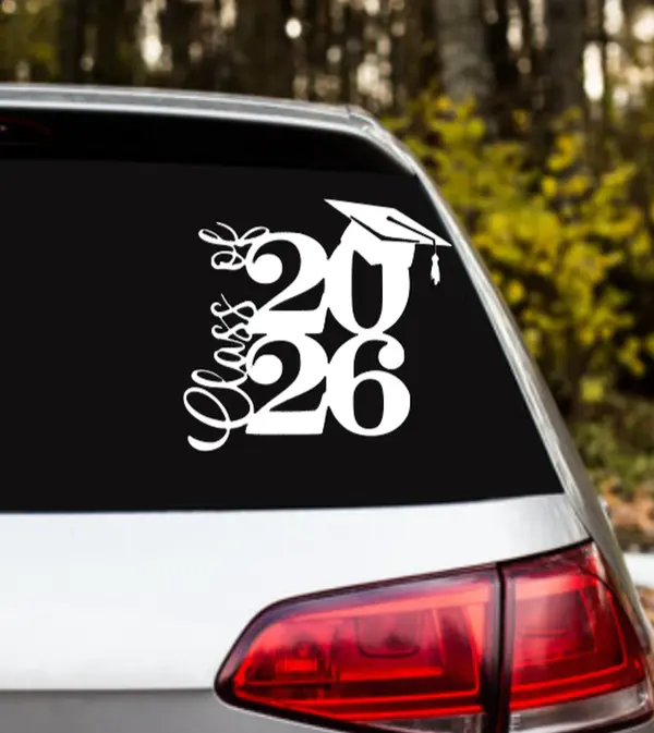 Handmade Class of 2026 Graduate Cap Tassel Decal - Waterproof Permanent Vinyl Car Sticker for Cars, Trucks, SUVs, Cell Phones