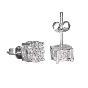 Iced Out Cubic Zirconia 14k Gold Plated Round Stud Earrings For Men and Women Hypoallergenic Hip Hop Jewelry