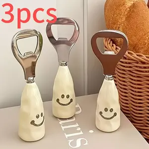 3-Pack Stainless Steel Bottle Opener with Ergonomic Handle, Rust-Resistant Wine Beer Opener, Ideal for Kitchen Parties Holidays Gifts