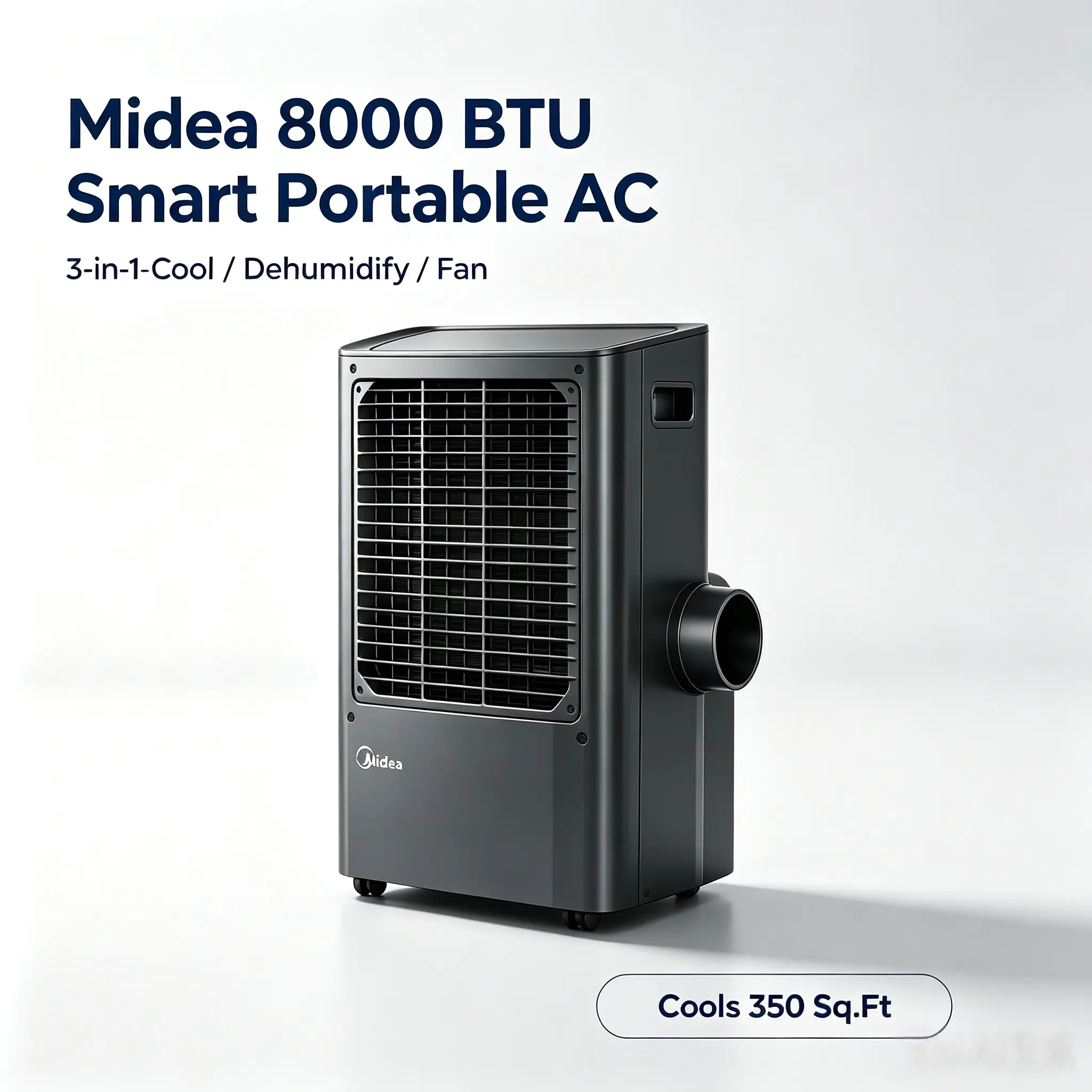 Midea 8000 BTU Smart Portable Air Conditioner (Like New), 3-in-1 Cool Dehumidifier & Fan, Cools Up to 350 Sq.Ft, Works with Alexa, Google, Siri & Matter, Energy Efficient AC, Window Installation Kit Included