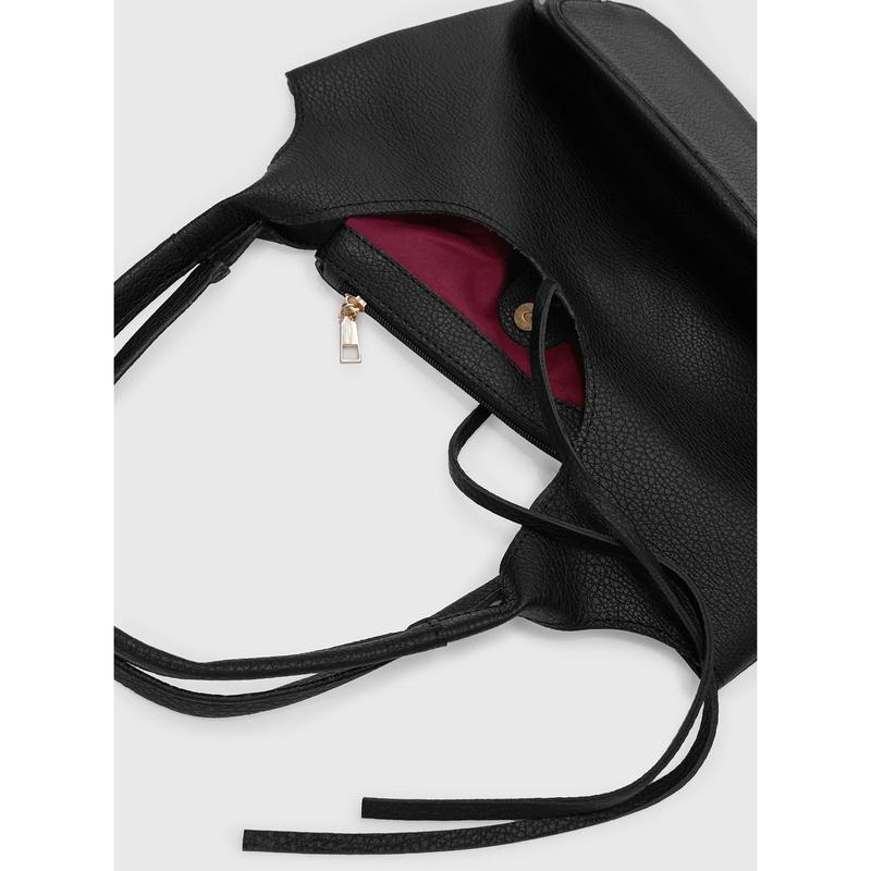 Nonstop Bow Detail Shoulder Bag Black