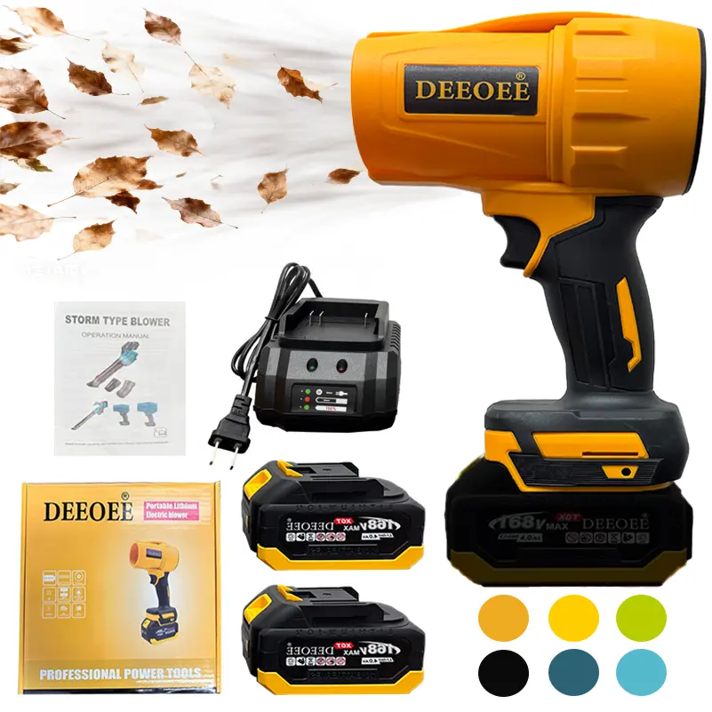 DEEOEE Cordless Leaf Blower - Portable Handheld Multifunctional Jet Blower with Brushless Pure Copper Motor, Turbo Fan, Lithium Battery, Self-Protection, Compact Design for Car Cleaning, Snow Removal, Lithium Battery Blower, Leaf Blowing