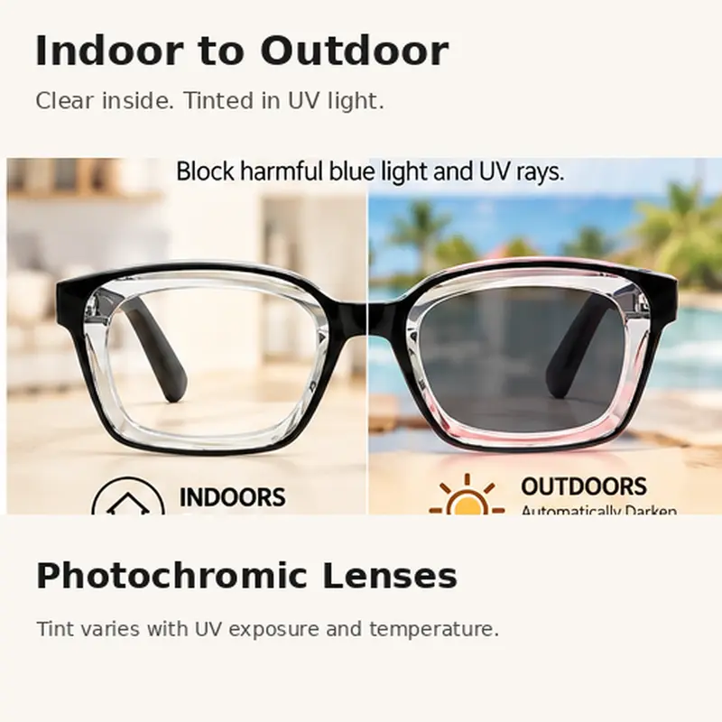 Photochromic reading glasses with light-responsive lenses