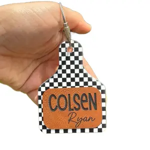 Personalized checkered cow tag