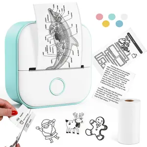 Phomemo T02 Mini Inkless Adhesive Printer, Portable Thermal Sticker & Photo Printer, Cordless Pocket Mobile Printer, Includes 1 Roll