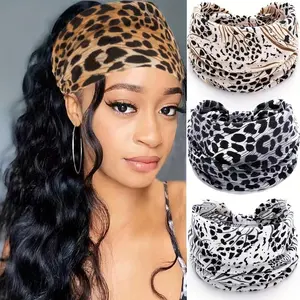 4 pieces fashion leopard print women's yoga headband - Wide knot absorbent sports headband for fitness and hair accessory daily exercise party perfect